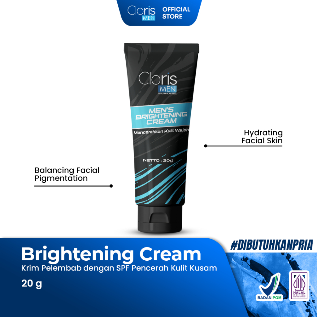 Clorismen Brightening Cream - Krim Pelembab dengan SPF Pencerah Wajah Pria Kulit Kusam dan Berminyak
