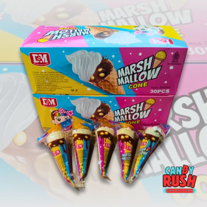 

Permen Lunak Marshmallow Cone Rasa Stroberi 1 Pack Isi 30 Pcs