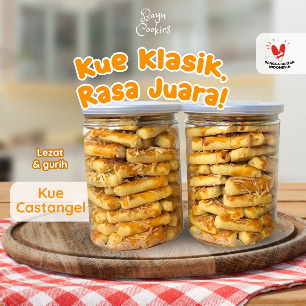 

Kue Kering Castengel 500ml - Kue Kastengel Keju Kue Lebaran Pop Can Cemilan Keluarga Homemade by Bayu Cookies