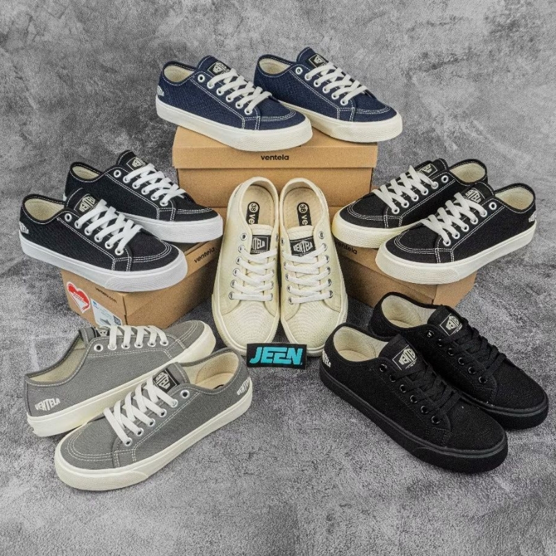 Sepatu Ventela Alpha Low Original Hitam / Putih / Abu