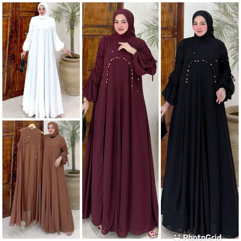 Gamis 2025 Model Gamis Terbaru Elona Set Dress Gamis Burgundy 2025 Outer Wanita Kondangan Gamis Ceru