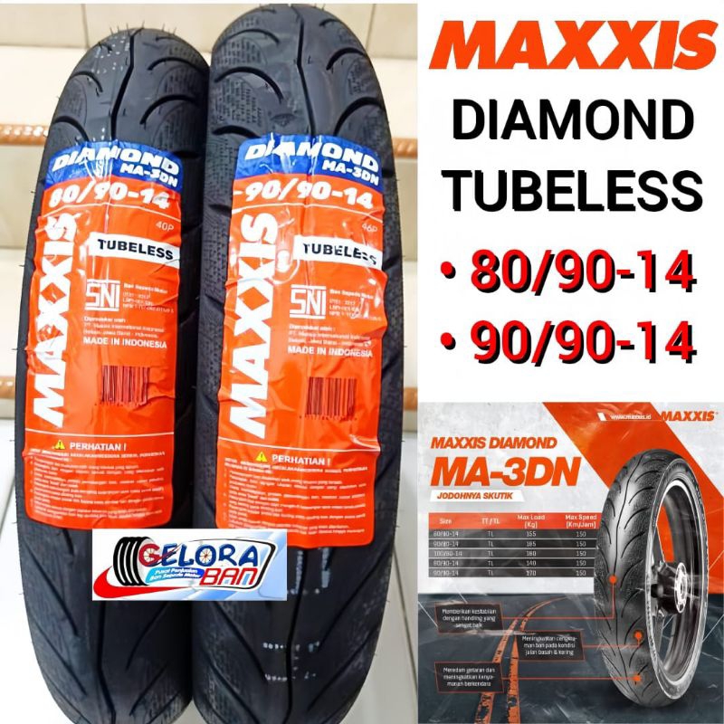 Ban Matic Tubeless Maxxis Diamond 80/90-14 Ban 80/90-14 ban montor ring 14 ban Maxxis 80/90-14 ban M