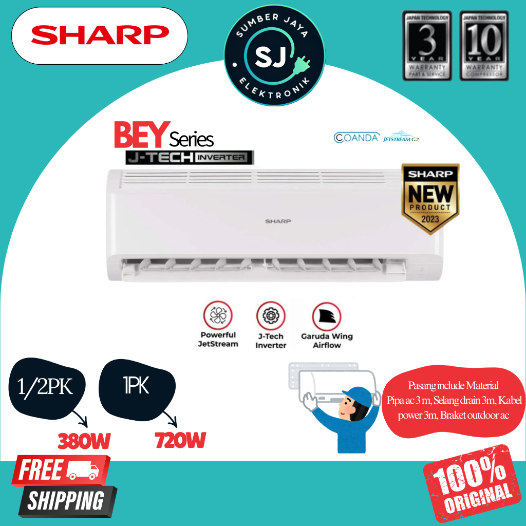 AC Sharp Inverter AHX06BEY / AHX10BEY 1/2PK / 1PK AC Inverter Sharp Garuda Series
