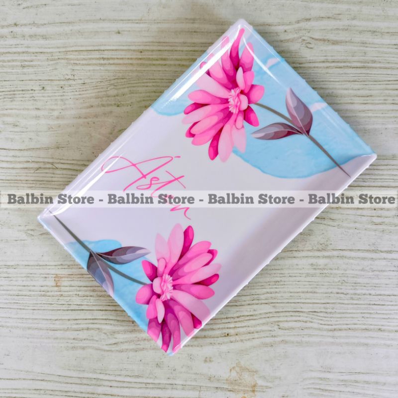 12 PCS PIRING SUSHI MELAMIN MODEL KOTAK PERSEGI LEBAR 15 CM PANJANG 21 CM MOTIF BUNGA - PIRING RESTO