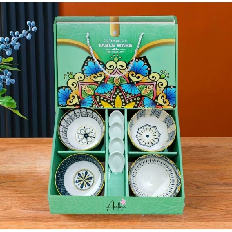 Mangkok Set Besar isi 6 Piring Mangkok Keramik Hampers Mangkok Jepang BATAM