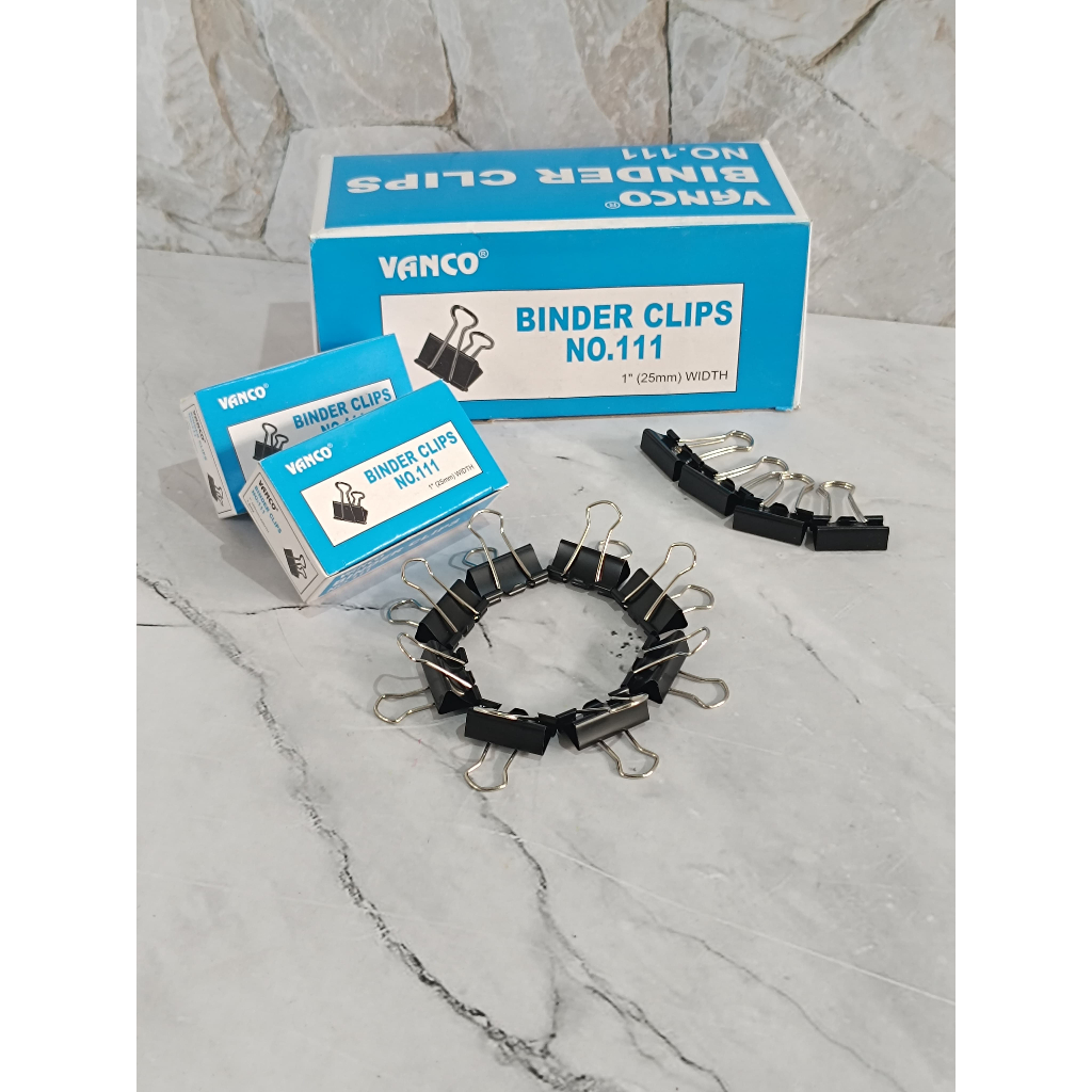 

SELUSIN ( 12 BIJI ) Binder Clip Penjepit Kertas Hitam No. 111