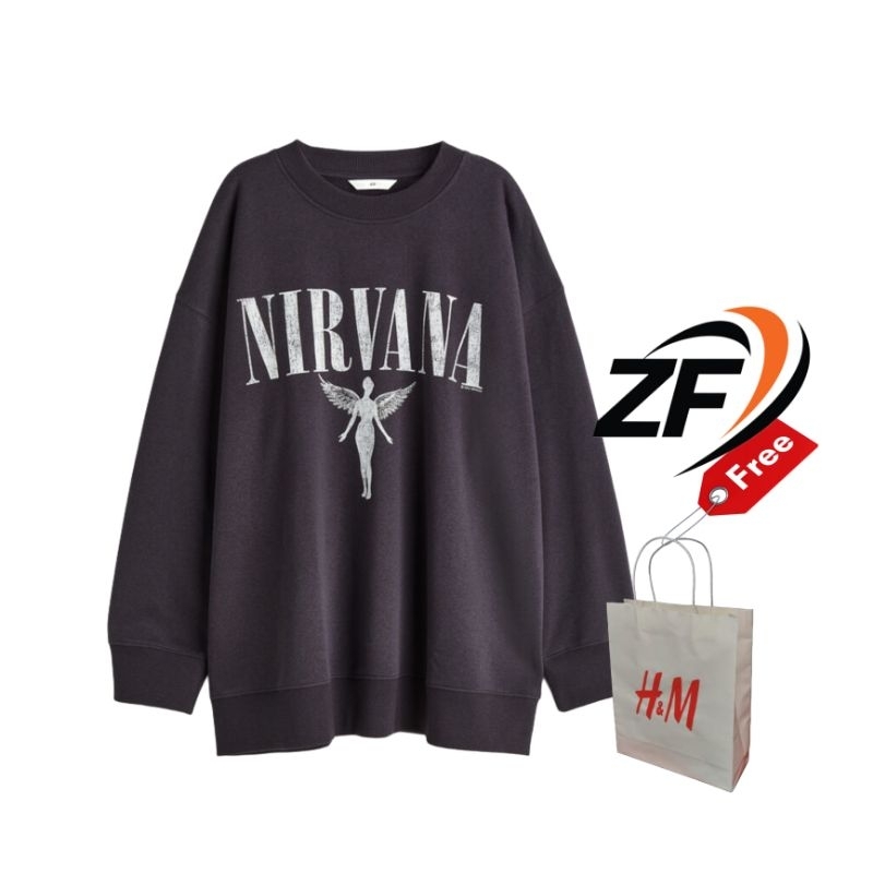 Crewneck nirvana drak grey crewneck hnm h and m sweater