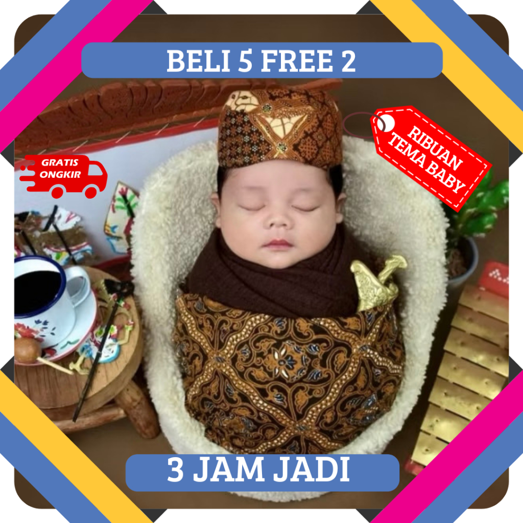 (3 JAM JADI) EDIT FOTO BAYI NEWBORN CEWEK COWOK TEMA BAJU ADAT | GRATIS NAMA