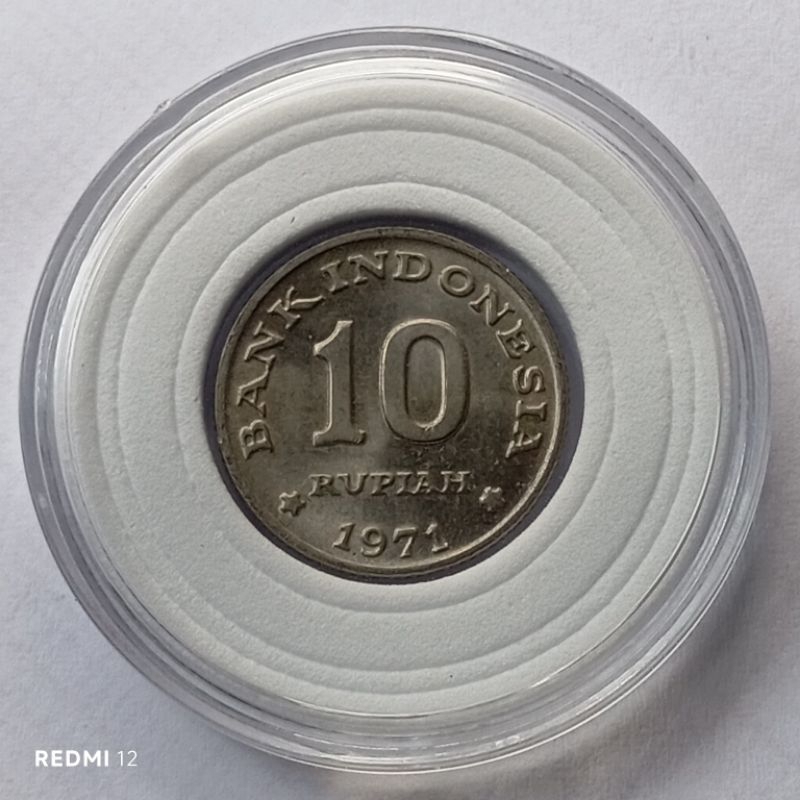10 rupiah koin kuno kancing tahun 1971 luster gres asli
