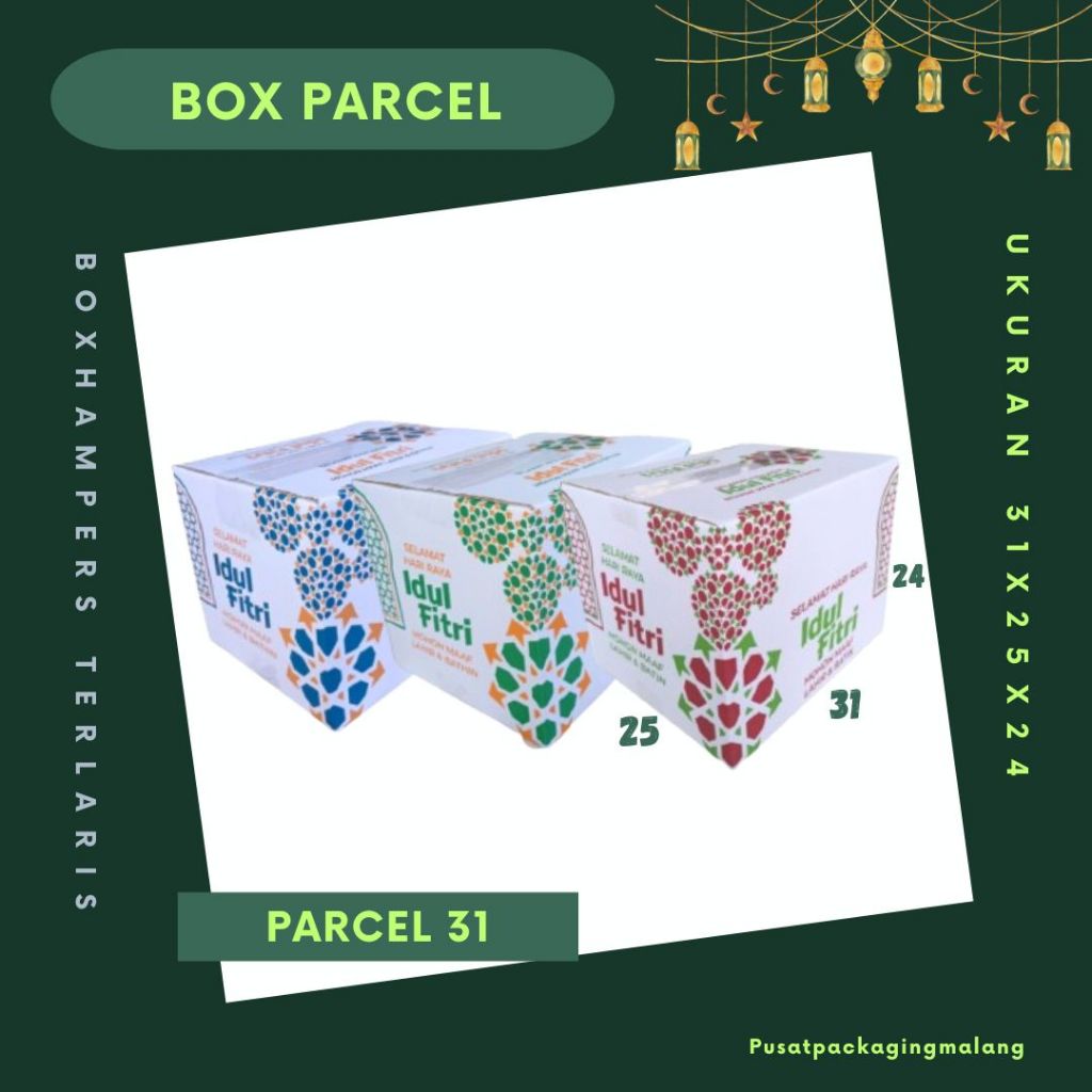 

Box Parcel 31x25x24 Kardus Packing/ Dus Parcel / Box Bingkisan Lebaran/Ied idul Fitri/Paket/Bingkisan sembako/hampers/eid mubarak/Motif