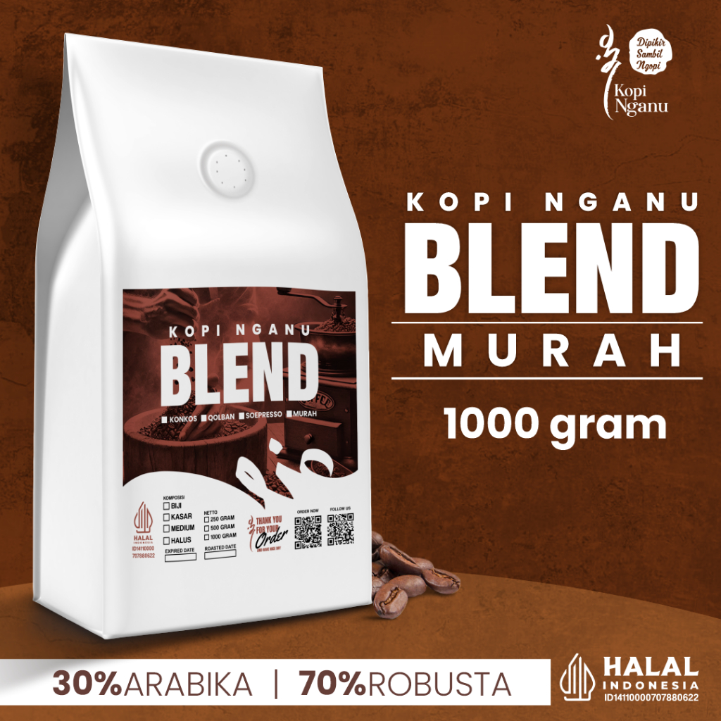 

Kopi Blend Murah 1 KG House Blend 70/30 Cocok untuk Kafe & Warung Kopi