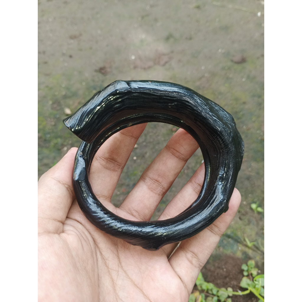 Gelang Akar Bahar Hitam Lilit 3 Jumbo Berserat