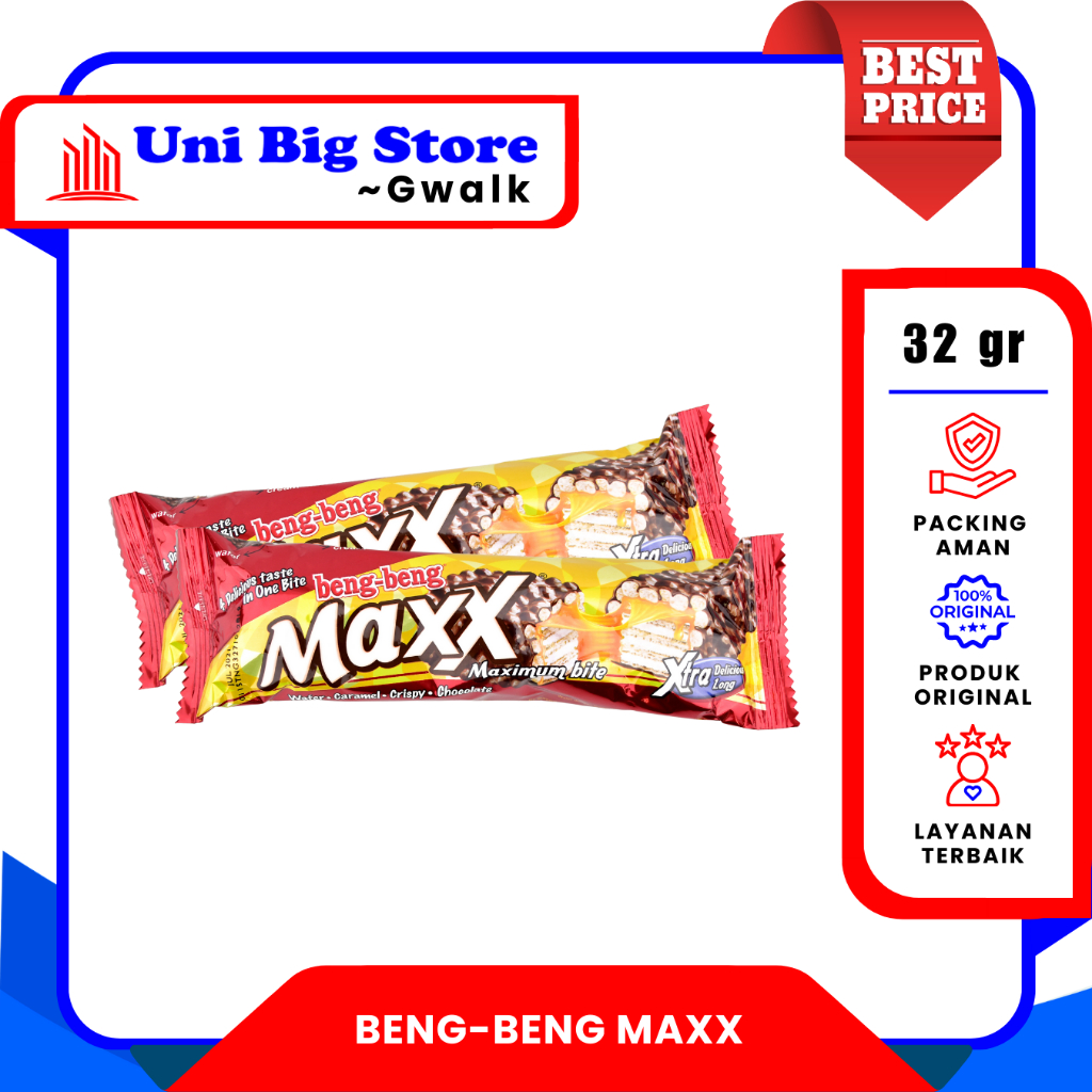 

BENG-BENG MAXX XTRA LONG CARAMEL WAFER COKLAT - 32 gr