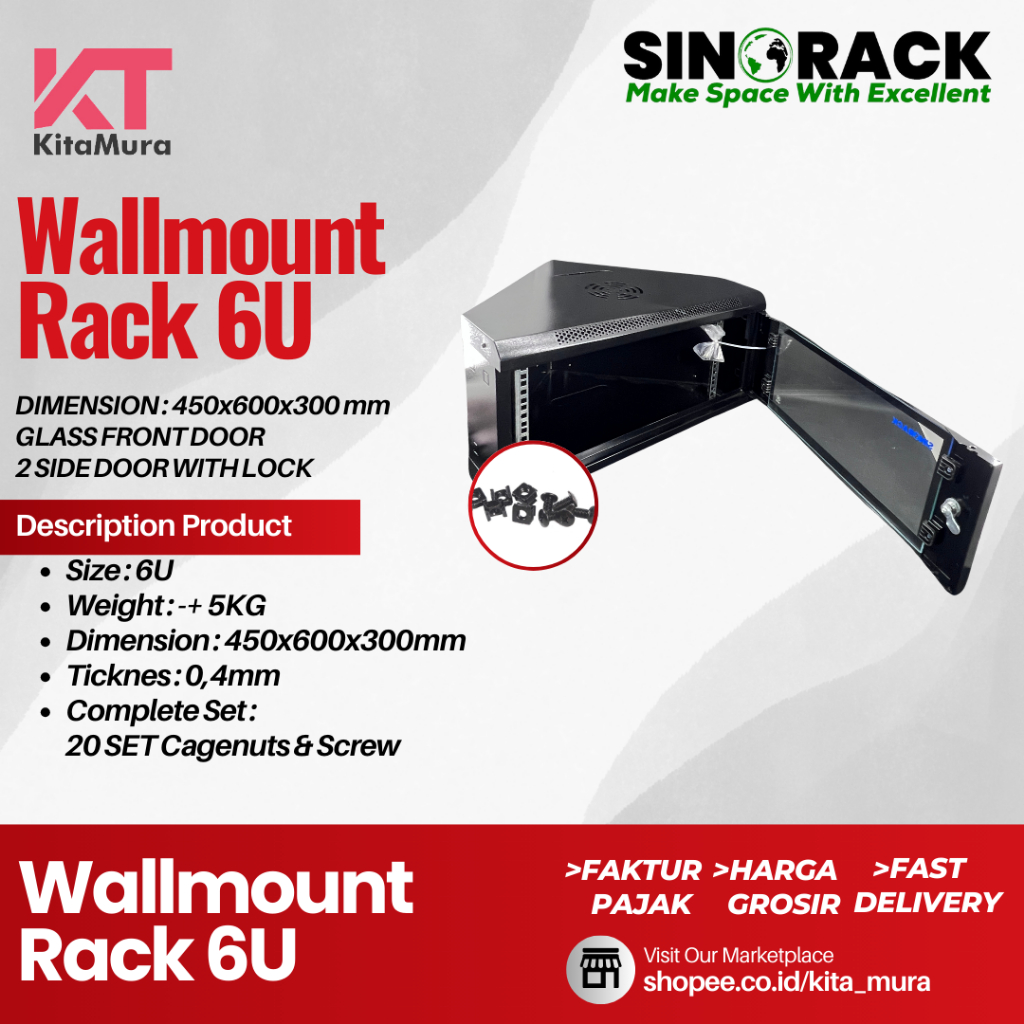 Wall Mount Rack Server Sinorack 6U , Rack Server SIku Type SN-V5406SK