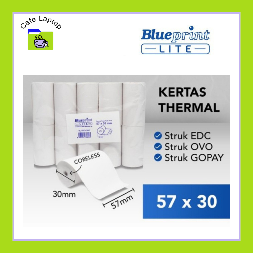 

Blueprint Lite Thermal Paper Roll 57x30mm Kertas Termal Struk EDC 1 roll