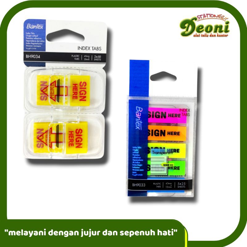 

BANTEX Sticky Note Post It Sign Here Plastic Tabs