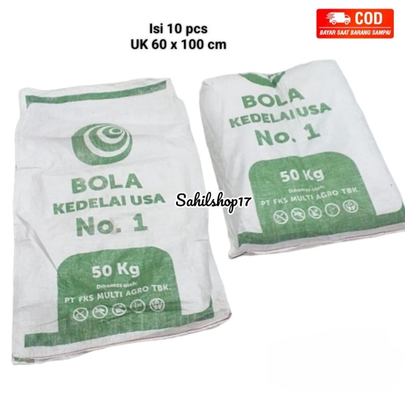 Karung Kedelai Bekas 50 kg UK 60 x 100cm Isi 10 pcs Karung Plastik Bekas 50 kg