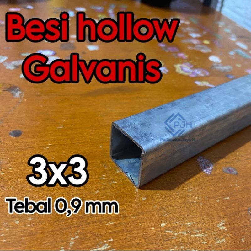 Besi hollow galvanis 3x3 tebal 0,9mm. besi holo kotak, ukuran mulai 10cm sampai 100cm