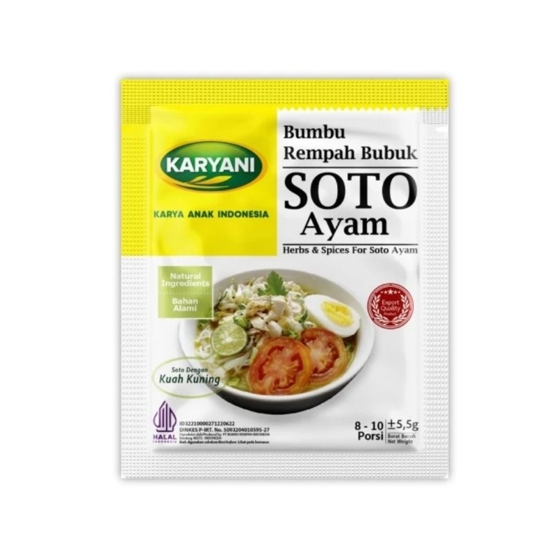 

Karyani Bumbu rempah Bubuk soto ayam kuah kuning