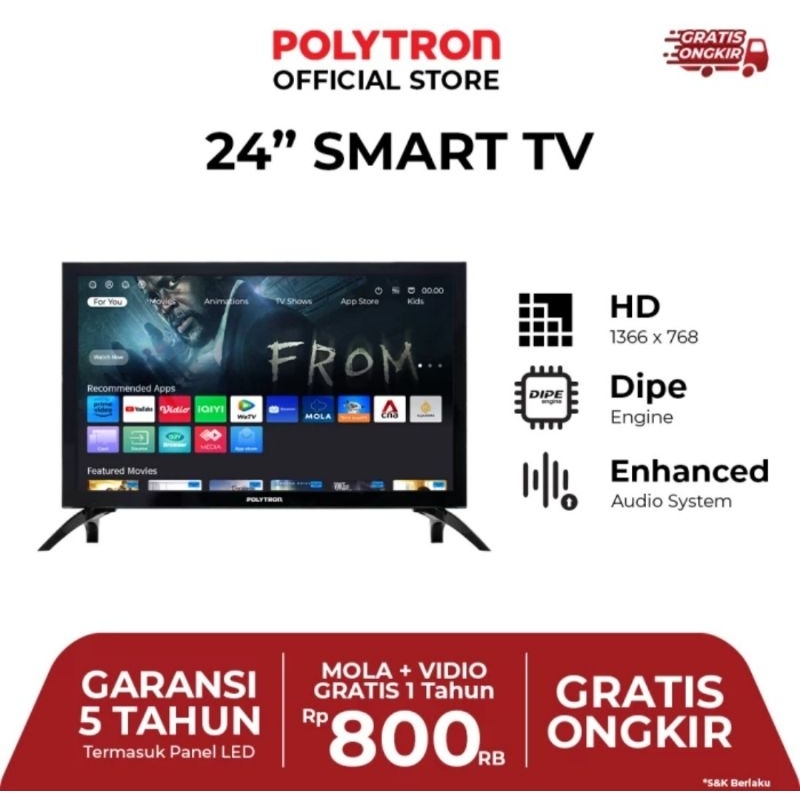 TV LED POLYTRON 24INCH SMART TV 24CV TV POLYTRON 24 INCH SMART TV