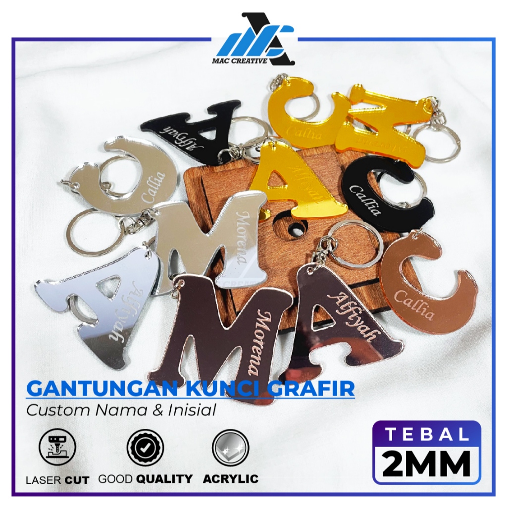 [ MAC ] GANTUNGAN KUNCI HURUF - GANTUNGAN KUNCI ALFABET ALPHABET - GANCI AKRILIK CUSTOM INISIAL NAMA