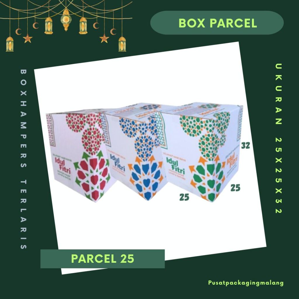 

Box Parcel 25x25x32 (Kecil) Kardus Packing/Kardus Parcel/Box Lebaran/idul Fitri/Dus Paket Bingkisan/sembako/Dus hampers/eid mubarak/Polos/Motif
