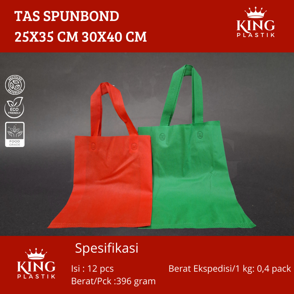 

Tas Kain 25x35 Isi 12pcs | Goodie Bag | Spunbond Handle 25 x 35