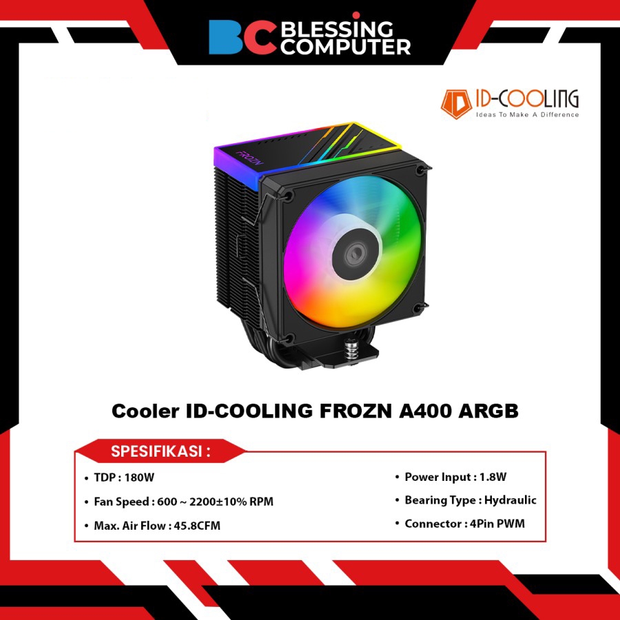 Cooler ID-COOLING FROZN A400 ARGB CPU Cooler / Fan Processor / Kipas Processor