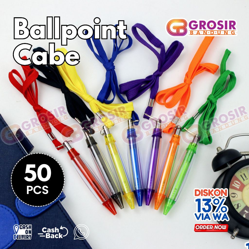 

Ballpoint Tali Cabe Bolpen Pen Pena name tag lanyar Promosi Souvenir Pernikahan Acara Murah