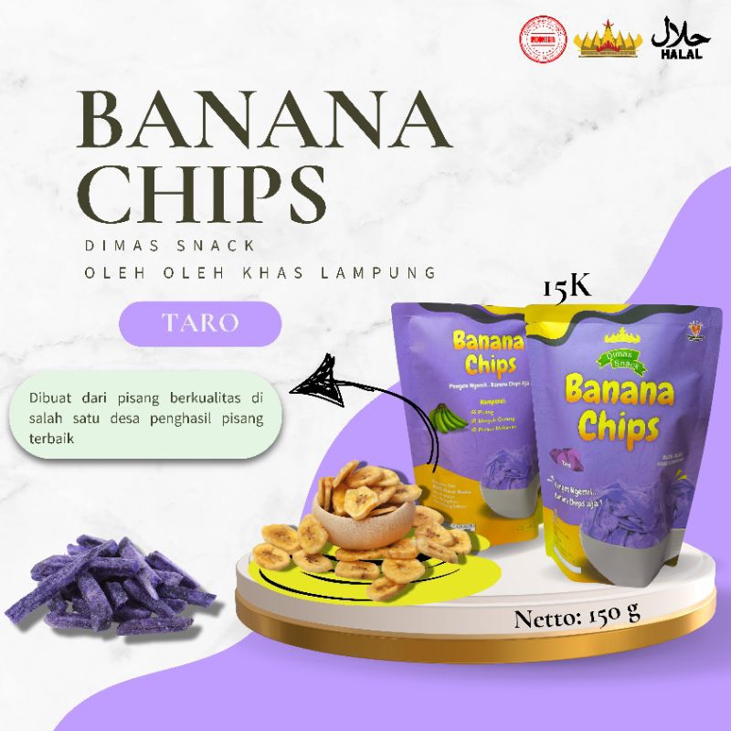 

Dimas Snack - Banana Chips Taro - Keripik Pisang Rasa Taro