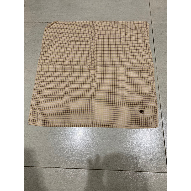 Saputangan Kain Katun Pria Laki Laki Polo Warna Coklat Muda Motif Kotak-Kotak Garis