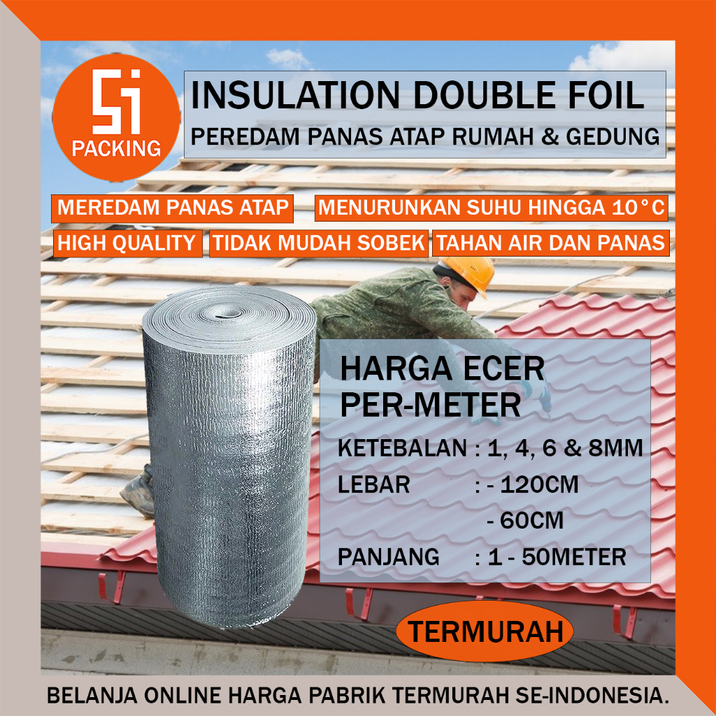 Peredam Panas Atap Alumunium Foil Foam Insulation PE Metalizing Atap Rumah Gedung Ecer Roll