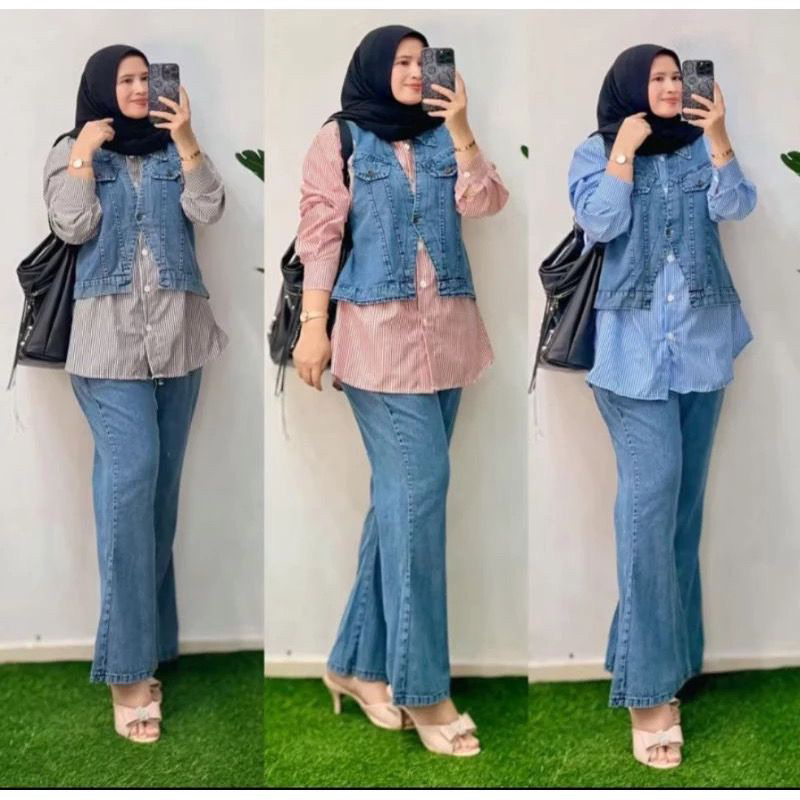 SET CELANA WANITA COMBAT MIX JEANS IMPORT PREMIUM UK JUMBO