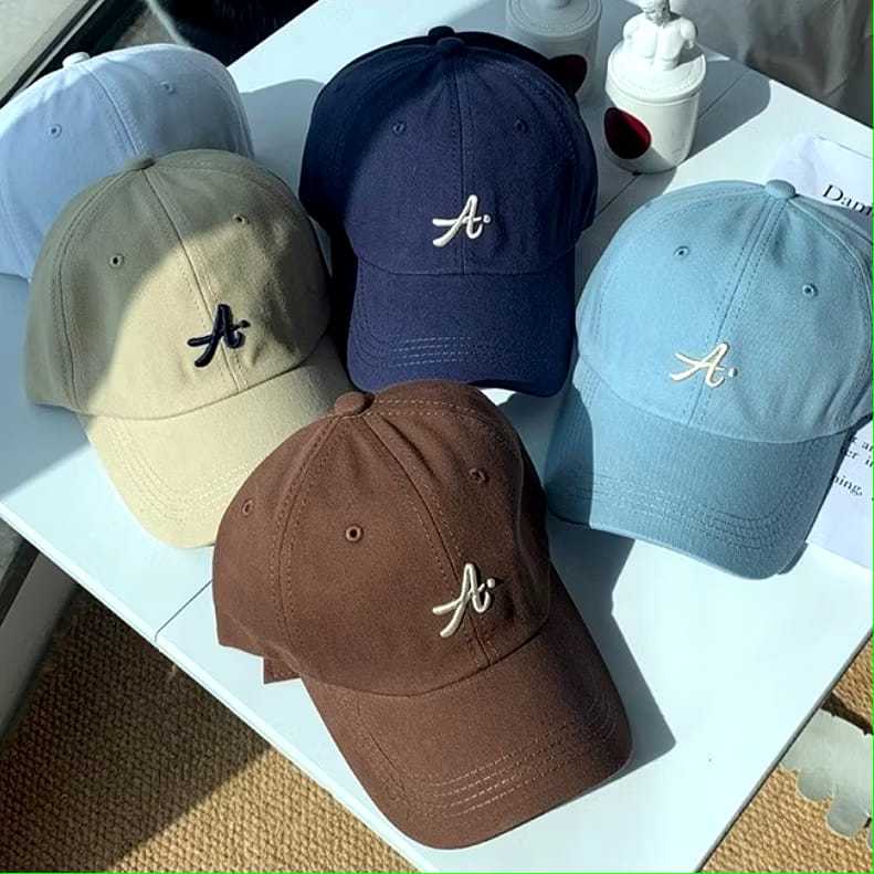 Pria Wanita Topi Baseball Inisial Huruf A Bordir Simple Bahan Katun Lembut distro