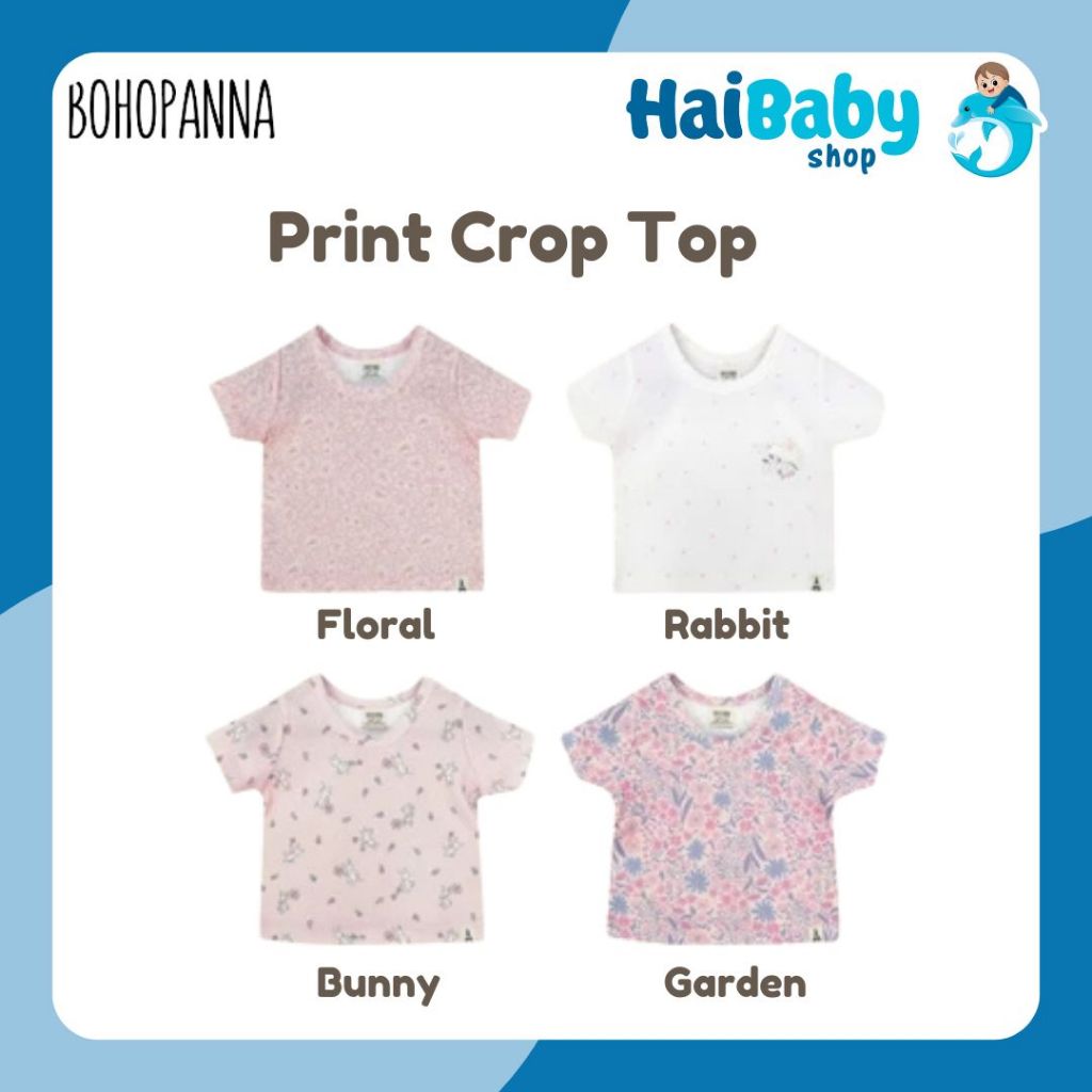 BOHOPANNA - PRINT CROP TOP - CROP TOP ANAK - ATASAN ANAK PEREMPUAN - KAOS ANAK PEREMPUAN