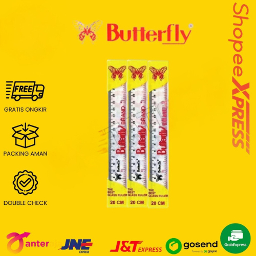 

Penggaris Butterfly 30CM,20CM,15CM (Satuan)