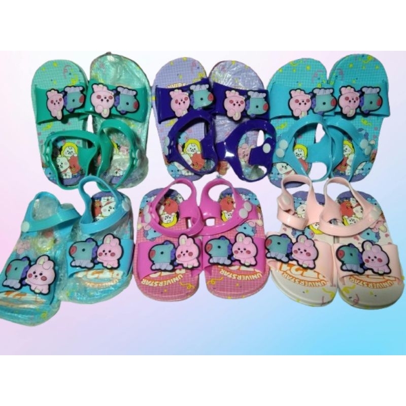 Sandal anak perempuan/sandal anak karakter BTS/sandal anak lucu/sandal anak murah/sandal nyaman/sand