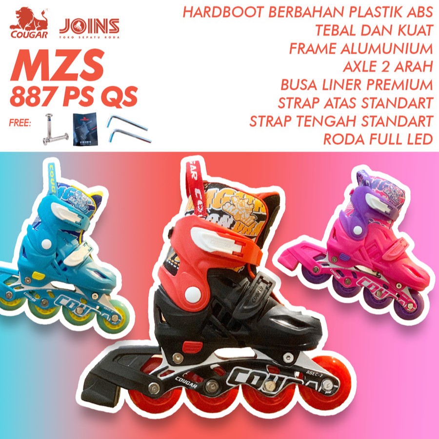 Sepatu Roda Inline Skate Anak Cougar MZS887PS QS Set