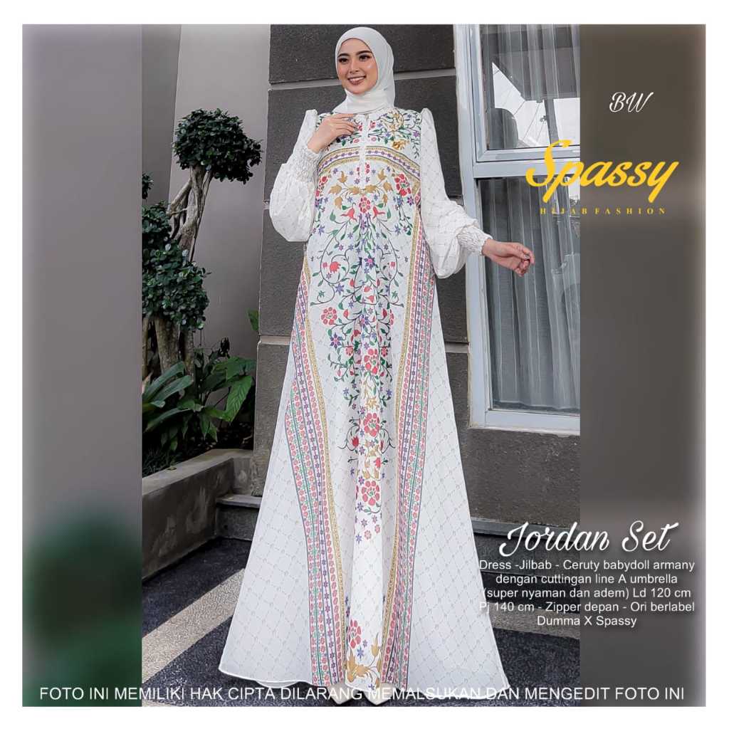 GAMIS SET HIJAB JORDAN DRESS WANITA MUSLIMAH TERBARU BY DUMMA