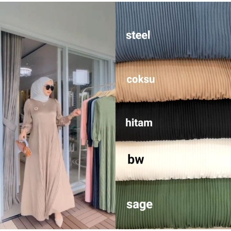 Gamis plisket polos cringkel LD110-120