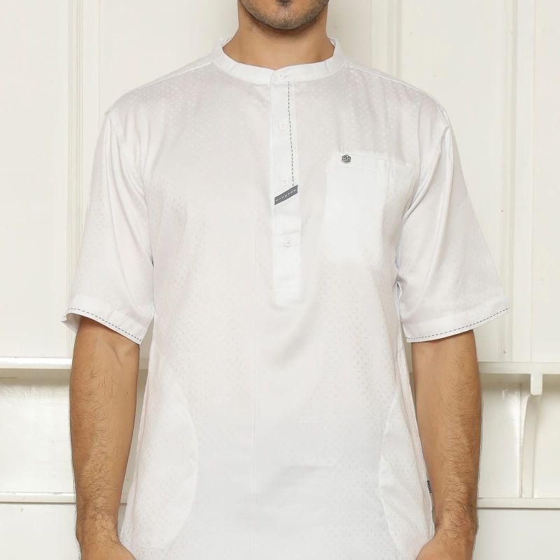 Baju Koko Pria/Kurta Putih lengan Pendek/Baju Koko putih