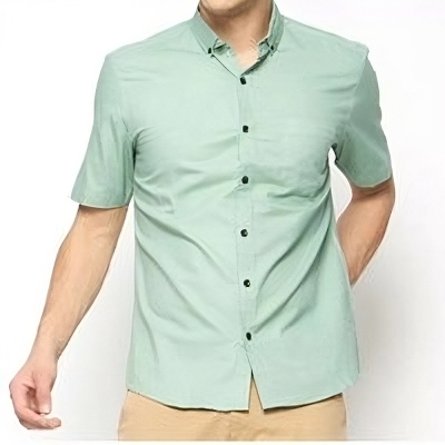 Baju Kemeja Lengan Pendek Pria Warna Sage Formal Kerja Basik Kasual Hem Cowok Bahan Katun Terbaru