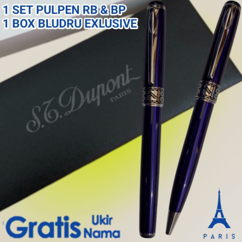 

Ballpoint Mewah Pulpen Couple 1 Set BP & RB St Dupont Gratis Grafir Nama Dan Box Bludru Exlusive
