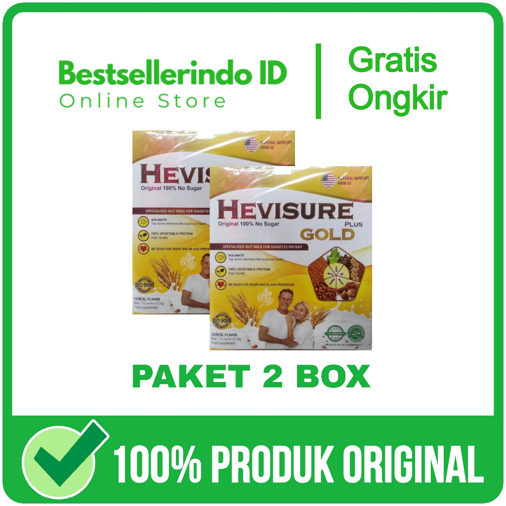 

2 Box Hevisure Gold Milk Susu Obat Diabetes Kencing Manis Insulin Pankreas Original Asli