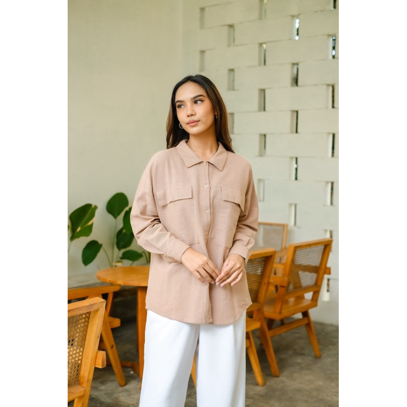 KEMEJA LINEN POCKET OVERSHIRT