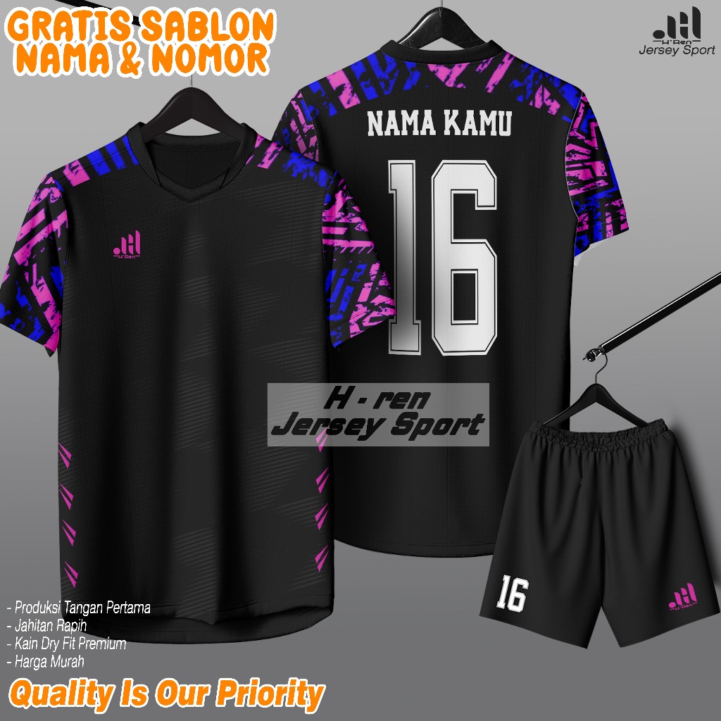 Setelan bola Costum Nama Nomor futsal voli baju celana dewasa jersey terbaru grade kualitas olahraga