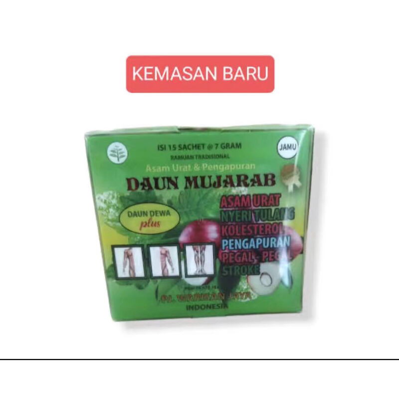 

daun mujarab ampuh minuman jamu asam urat dan kolestrol isi 5bungkus - 10bungkus