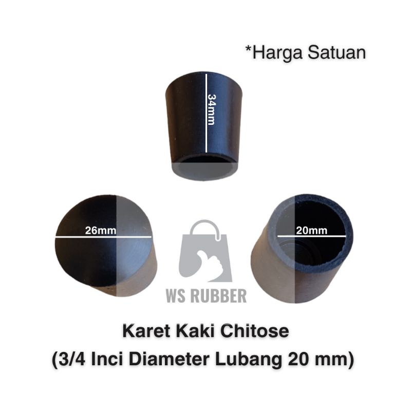 Karet Kaki Chitose 3/4 Inchi / Karet Tutup Kaki Meja Kursi Rak Pipa Besi Bulat