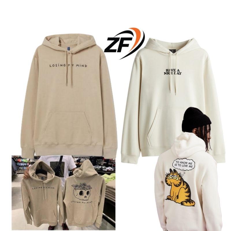 Hoodie HM Losing My Mind Begie Hoodie pria Hoodie HM