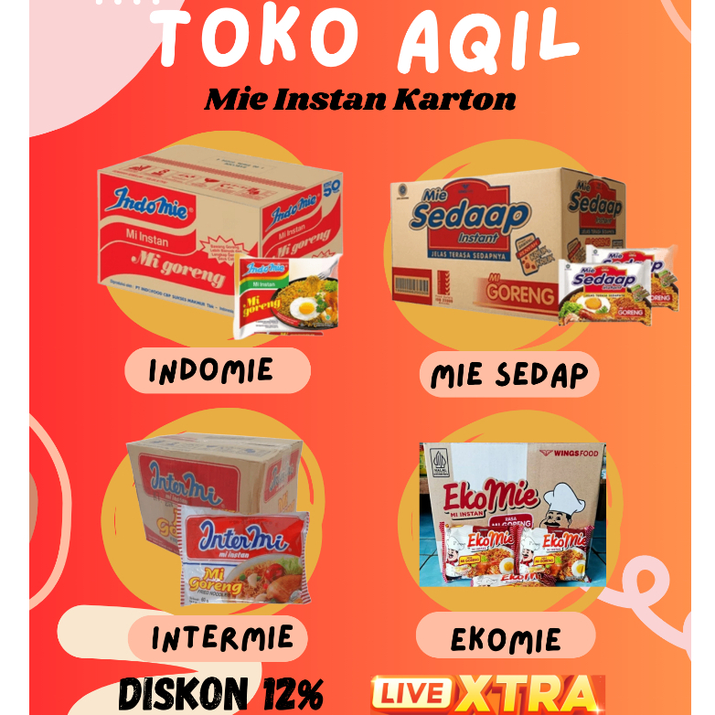 

(LIVE AQIL) MIE INSTAN KARTON 1 DUS ISI 40 PCS